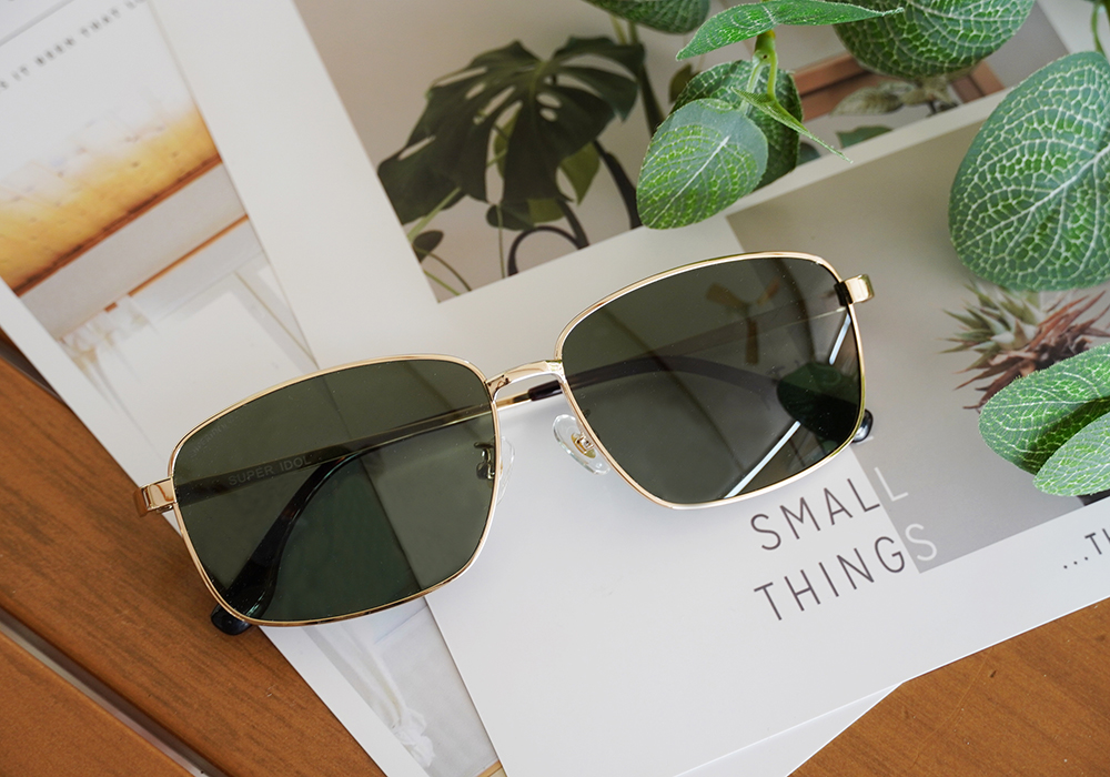 SUPER IDOL | 黑夜暗號長方框太陽眼鏡 | 琥珀金