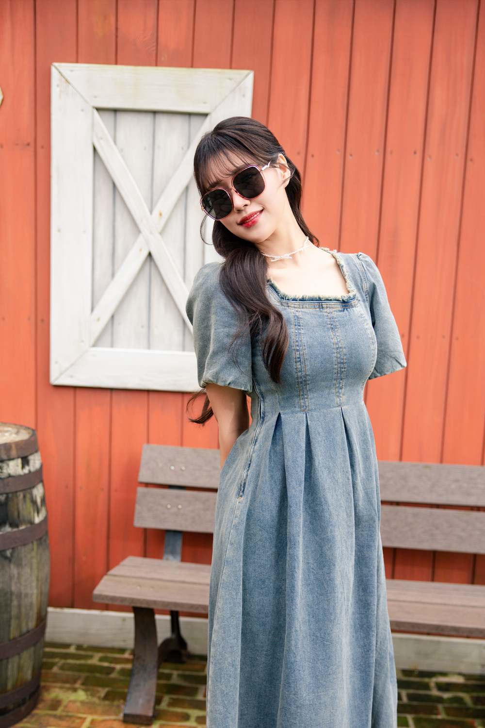 SUPER IDOL | 精緻小閃鑽大方框太陽眼鏡 | 玫瑰褐