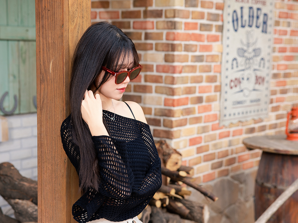 SUPER IDOL | 小香風珍珠多邊框太陽眼鏡 |  珊瑚紅