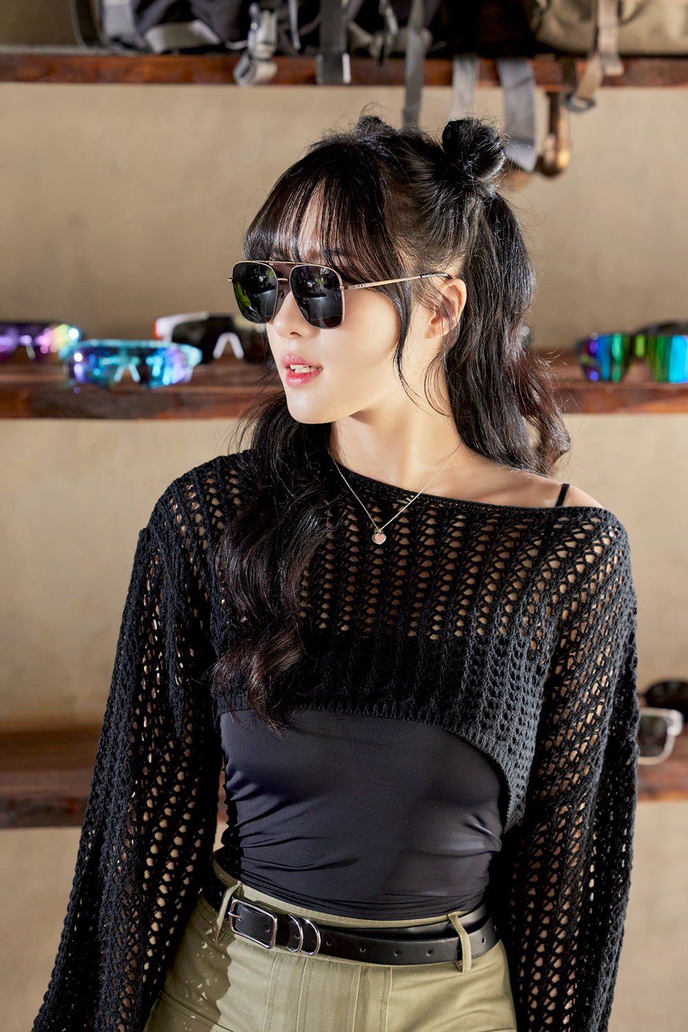 SUPER IDOL | 美式雙槓飛行框太陽眼鏡 | 復古黑金