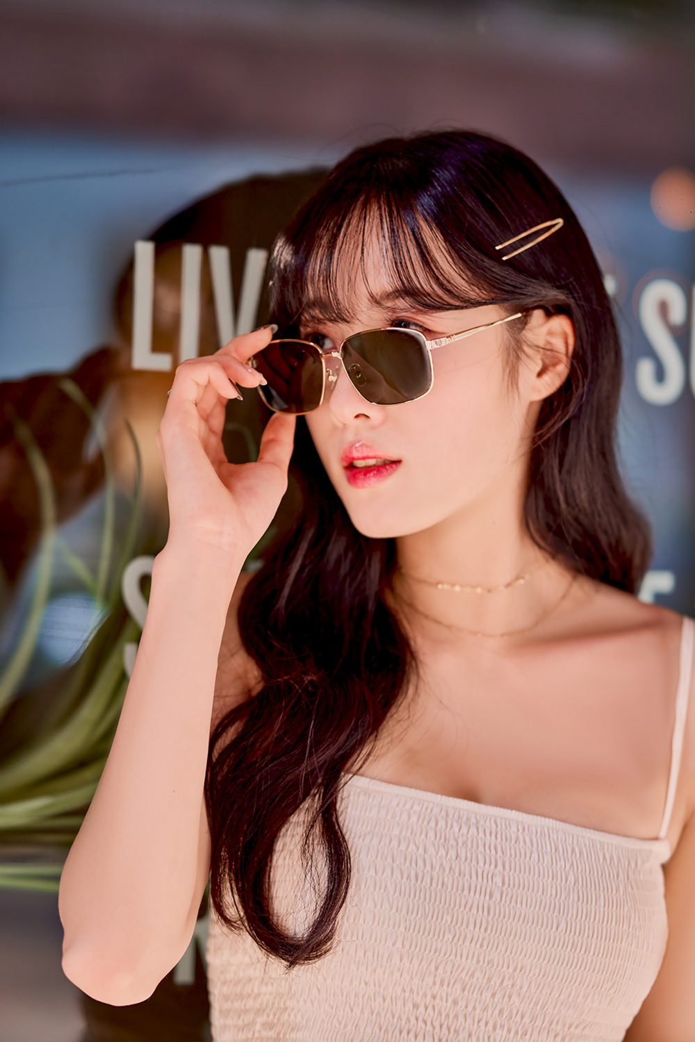 SUPER IDOL | 黑夜暗號長方框太陽眼鏡 | 琥珀金