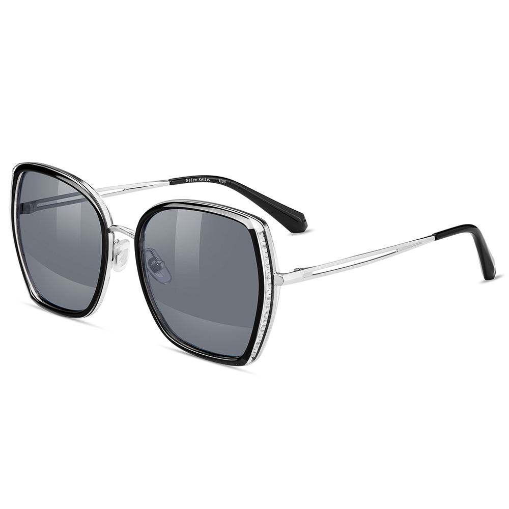 Helen Keller 瞬光時刻多邊貓眼框太陽眼鏡 月光灰