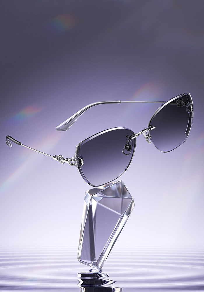 Helen Keller 琢光多邊框太陽眼鏡 流銀