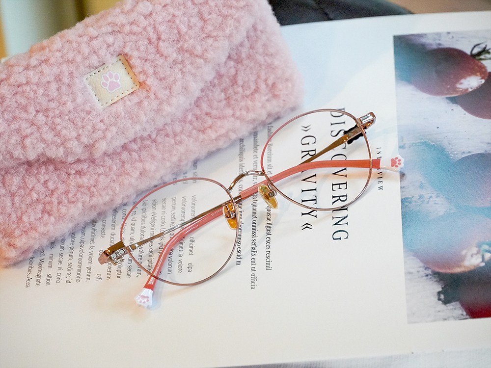K-DESIGN動物聯萌 | 喵星夥伴小配飾 圓框眼鏡 | 莓果粉