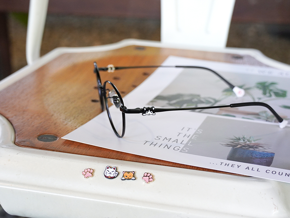 K-DESIGN動物聯萌 | 喵星夥伴小配飾 圓框眼鏡 | 羽影黑