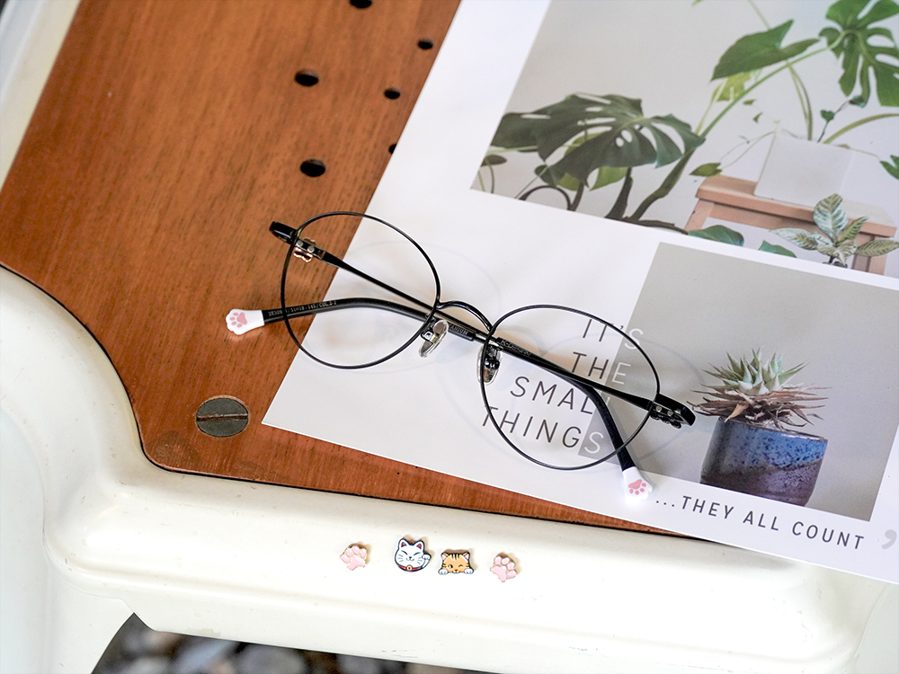 K-DESIGN動物聯萌 | 喵星夥伴小配飾 圓框眼鏡 | 羽影黑