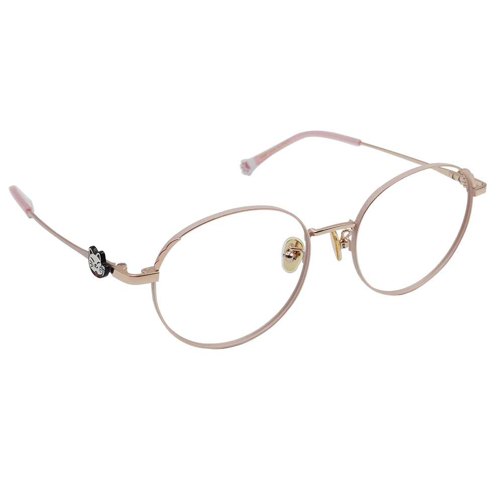 K-DESIGN動物聯萌 | 喵嗚小配飾 圓框眼鏡 | 微醺粉
