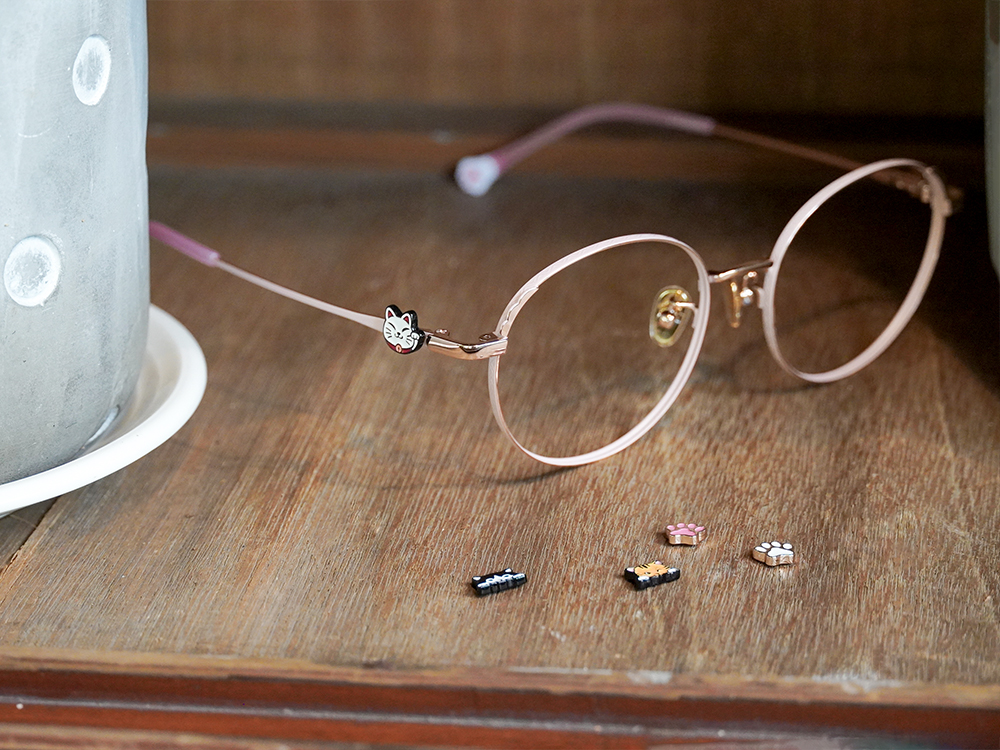 K-DESIGN動物聯萌 | 喵嗚小配飾 圓框眼鏡 | 微醺粉