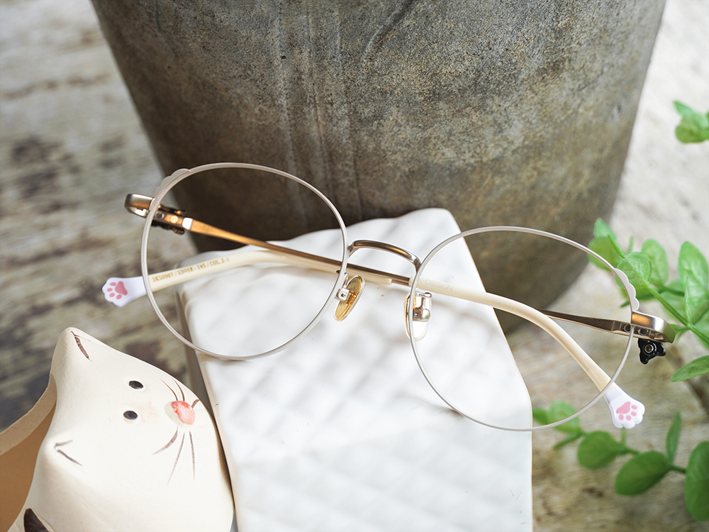K-DESIGN動物聯萌 | 喵嗚小配飾 圓框眼鏡 | 奶油黃