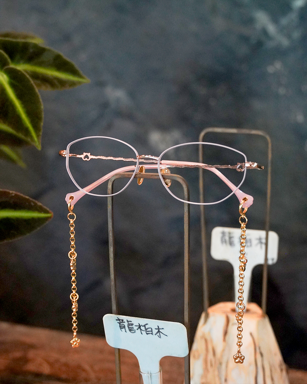 K-DESIGN動物聯萌 | 星爍貓掌掛飾 橢圓框眼鏡 | 星紗紫