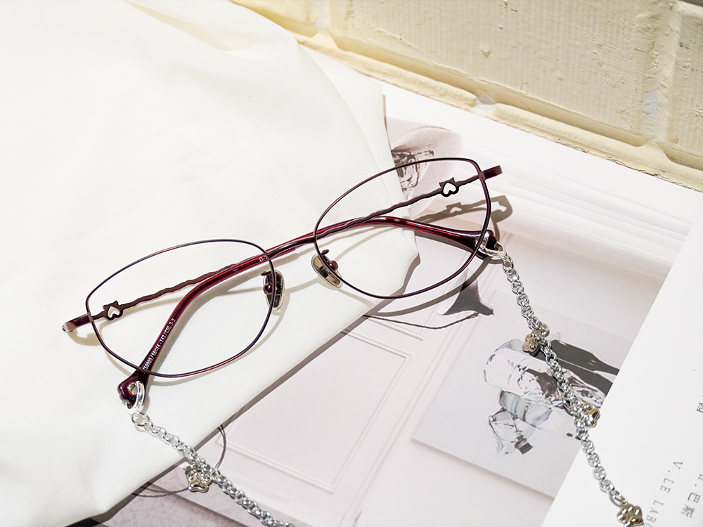 K-DESIGN動物聯萌 | 星爍貓掌掛飾 橢圓框眼鏡 | 醇釀紅