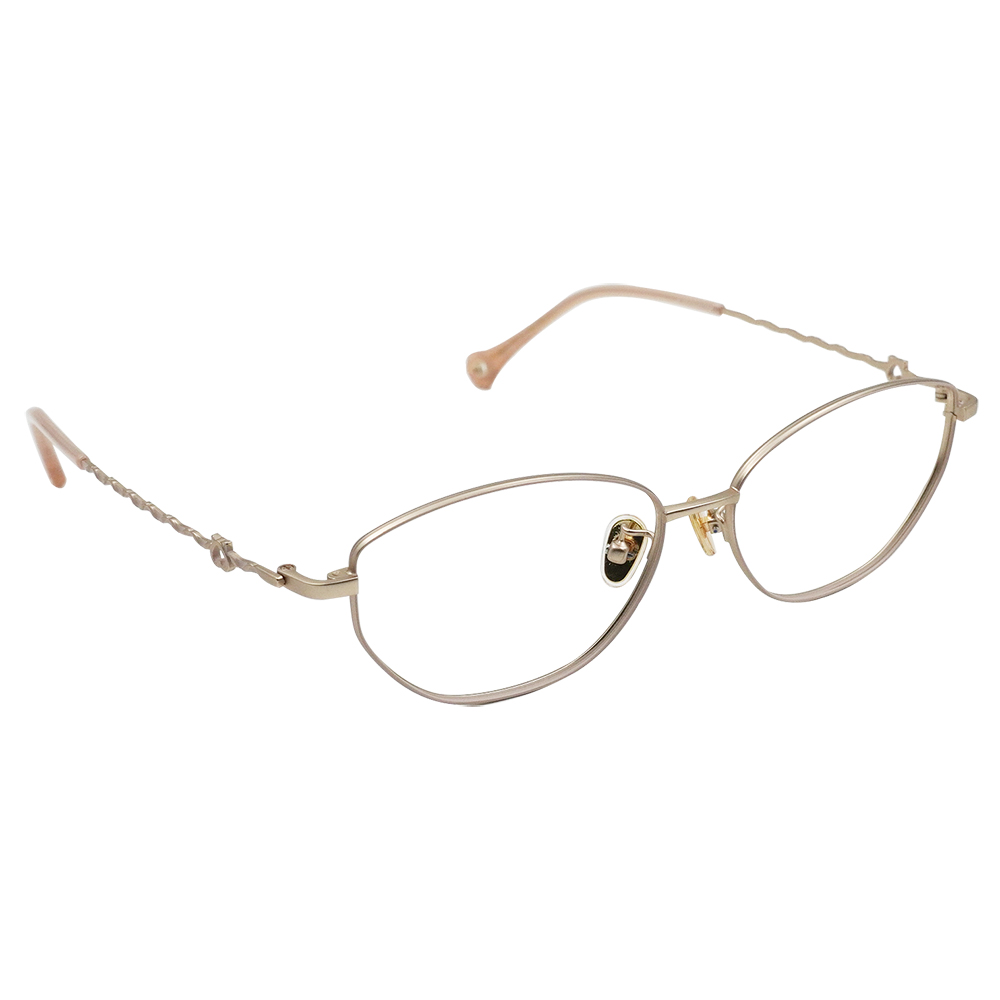 K-DESIGN動物聯萌 | 星爍貓掌掛飾 橢圓框眼鏡 | 香檳金