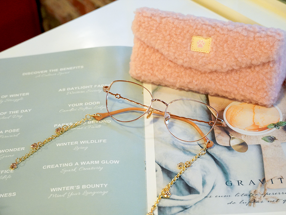 K-DESIGN動物聯萌 | 辰星貓掌掛飾 貓眼眶眼鏡 | 朝霞粉