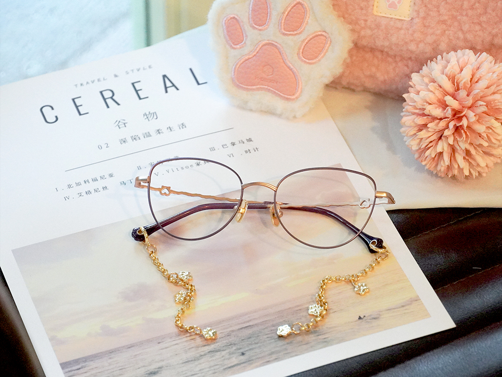 K-DESIGN動物聯萌 | 辰星貓掌掛飾 貓眼眶眼鏡 | 星宿紫