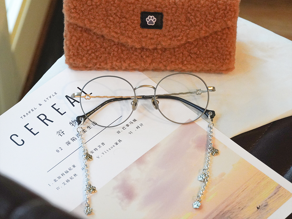 K-DESIGN動物聯萌 | 星月貓掌掛飾 圓框眼鏡 | 靜謐藍