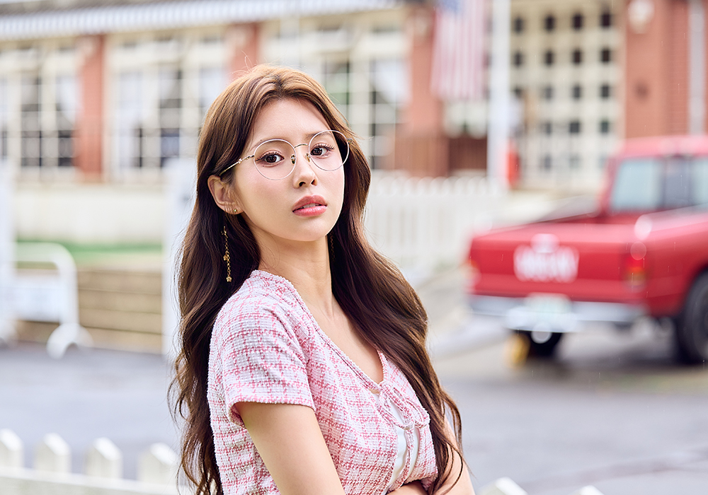 K-DESIGN動物聯萌 | 星月貓掌掛飾 圓框眼鏡 | 柔美粉