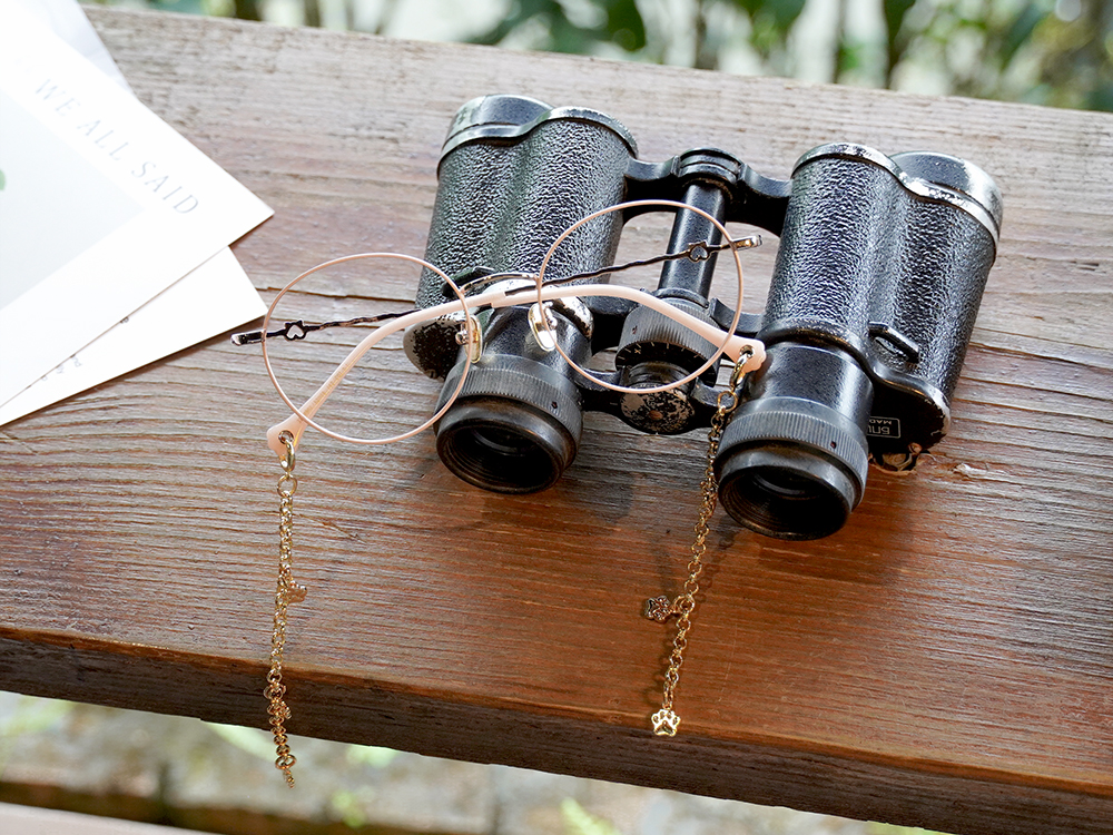 K-DESIGN動物聯萌 | 星月貓掌掛飾 圓框眼鏡 | 柔美粉