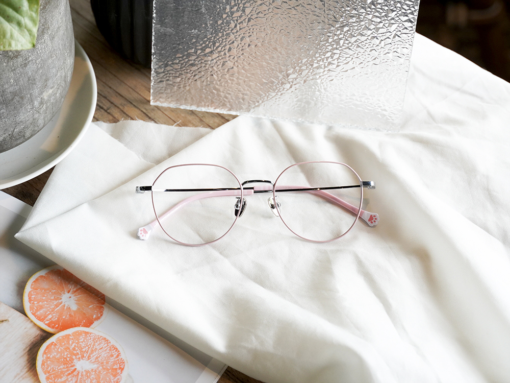 K-DESIGN動物聯萌 | 輕盈貓步 多邊框眼鏡 | 馬卡龍粉