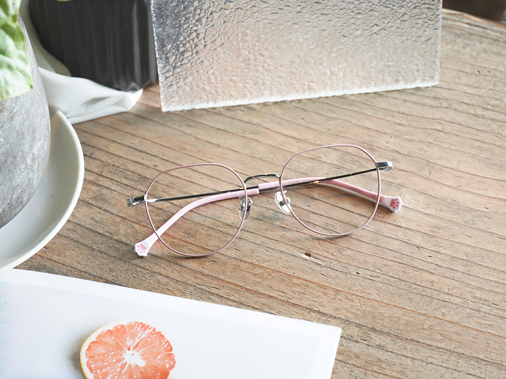 K-DESIGN動物聯萌 | 輕盈貓步 多邊框眼鏡 | 馬卡龍粉