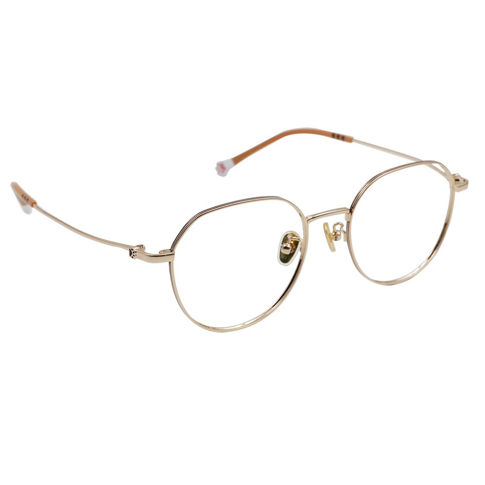 K-DESIGN動物聯萌 | 輕盈貓步 多邊框眼鏡 | 橙花金