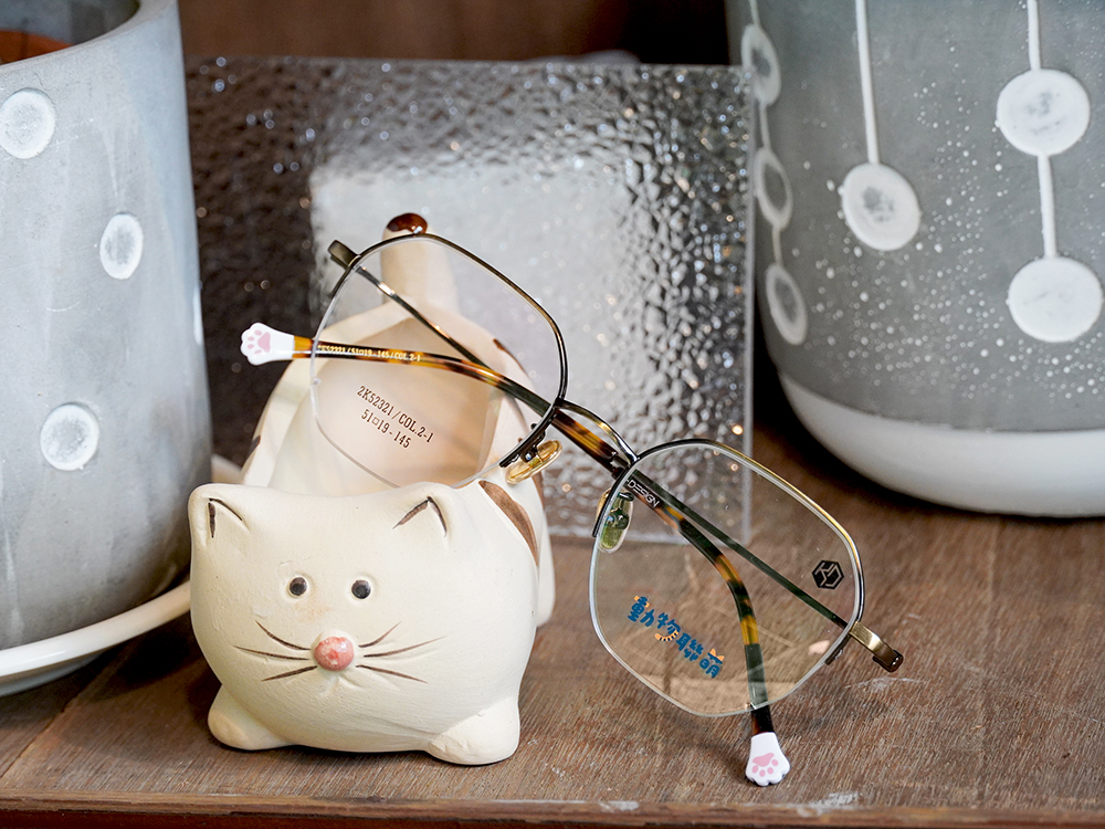 K-DESIGN動物聯萌 | 喵星雷達 眉框眼鏡 | 琥珀金