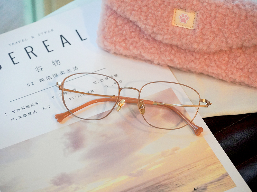 K-DESIGN動物聯萌 | 小臘腸出沒 長方框眼鏡 | 蜜桃粉