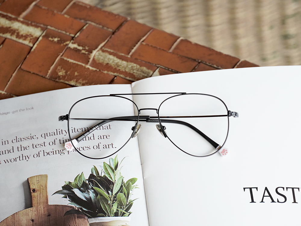 K-DESIGN動物聯萌 | 虎斑喵 飛官框眼鏡 | 鐵甲黑