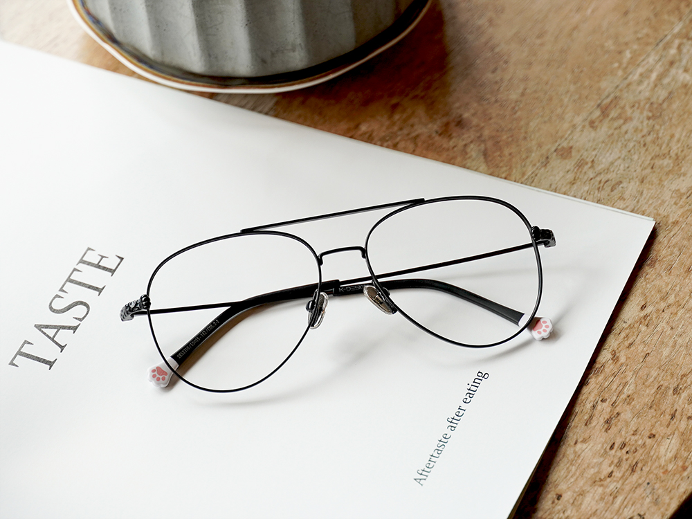 K-DESIGN動物聯萌 | 虎斑喵 飛官框眼鏡 | 鐵甲黑