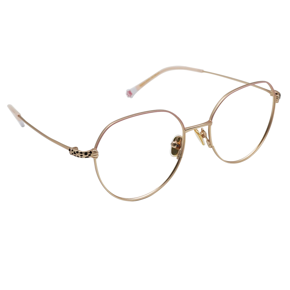 K-DESIGN動物聯萌 | 虎斑呢喃 多邊框眼鏡 | 玫瑰金