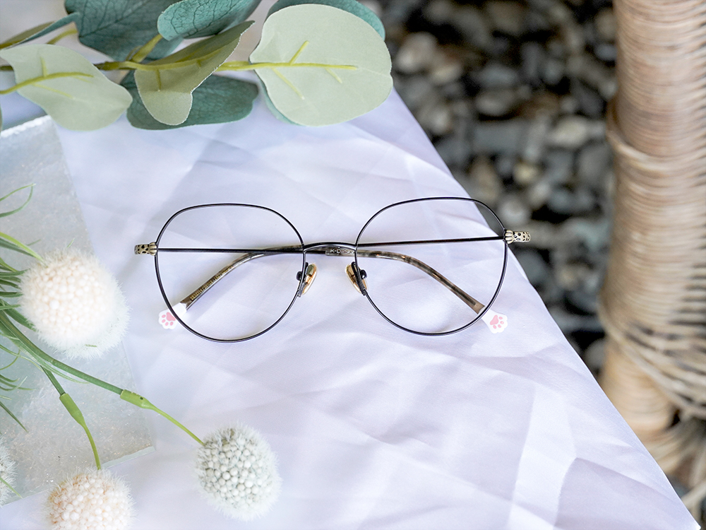 K-DESIGN動物聯萌 | 虎斑呢喃 多邊框眼鏡 | 消光黑 
