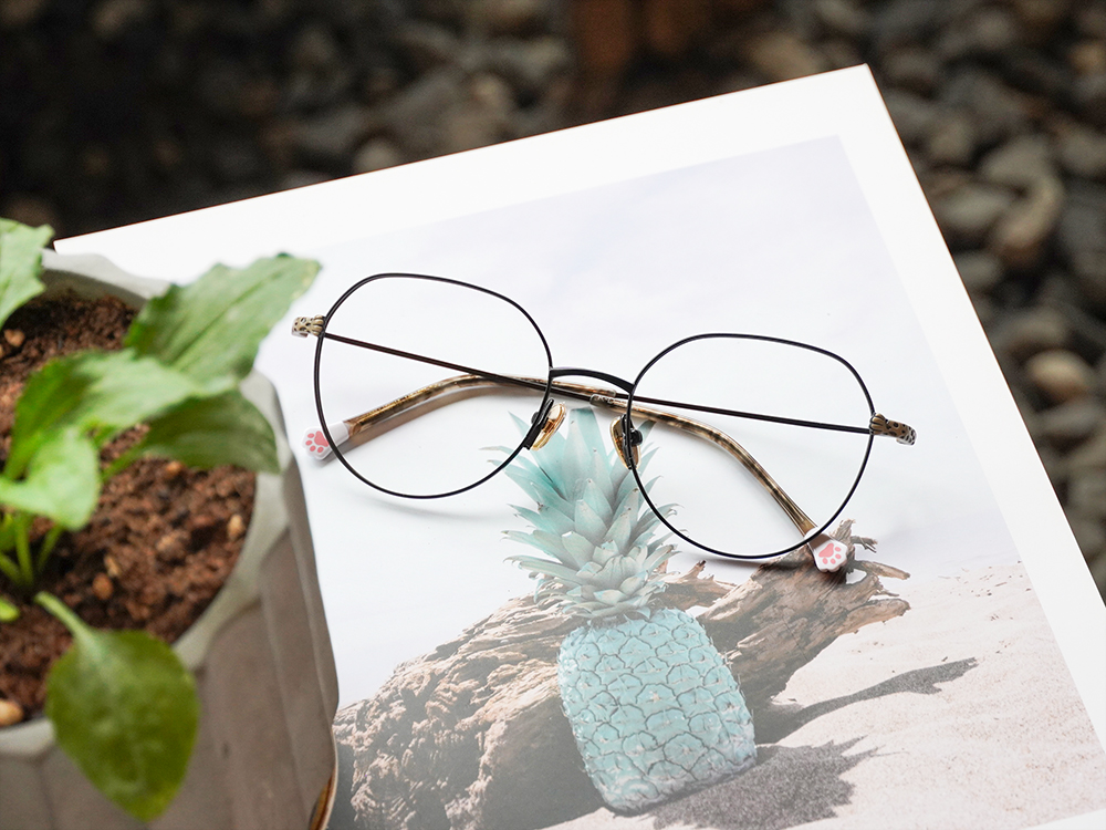 K-DESIGN動物聯萌 | 虎斑呢喃 多邊框眼鏡 | 消光黑 