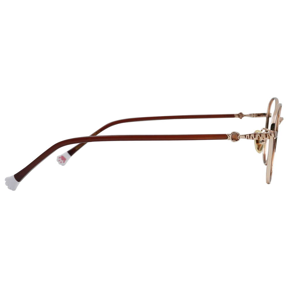 K-DESIGN動物聯萌 | 小貓愛吃魚 多邊框眼鏡 | 紅棕X金