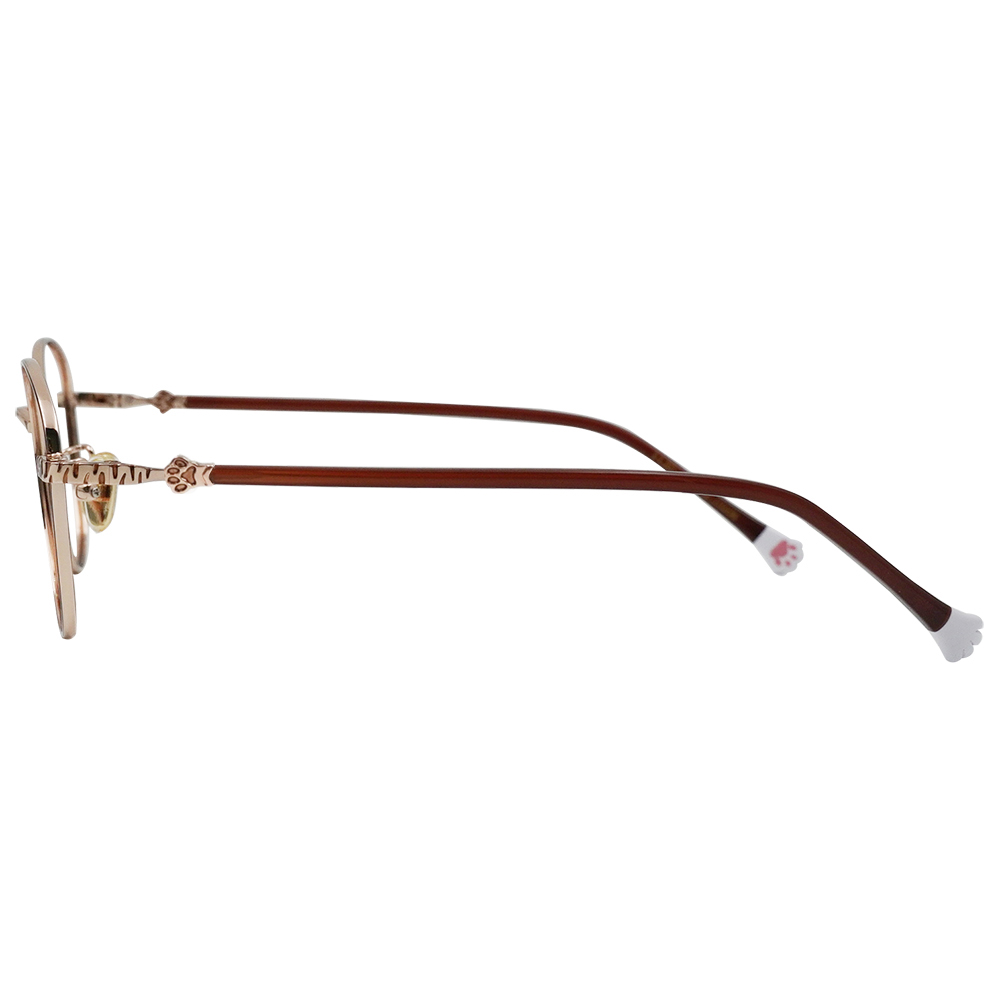 K-DESIGN動物聯萌 | 小貓愛吃魚 多邊框眼鏡 | 紅棕X金