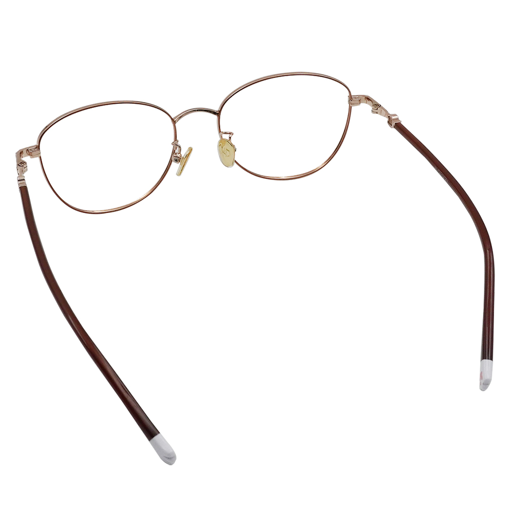 K-DESIGN動物聯萌 | 小貓愛吃魚 多邊框眼鏡 | 紅棕X金