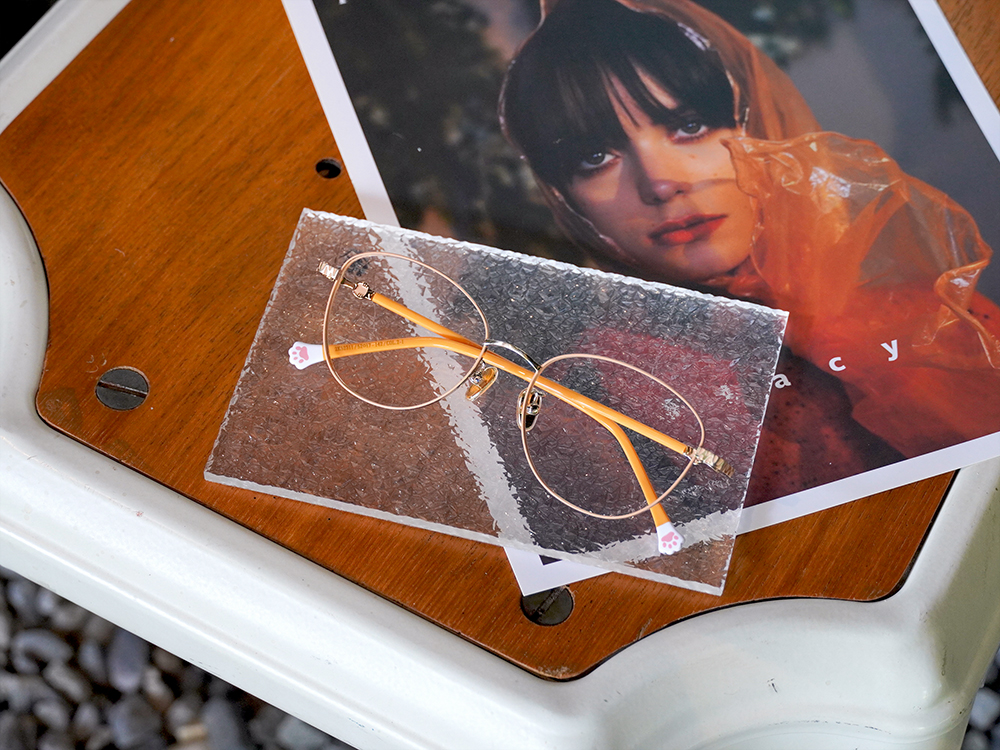 K-DESIGN動物聯萌 | 小貓愛吃魚 多邊框眼鏡 | 橘虎斑