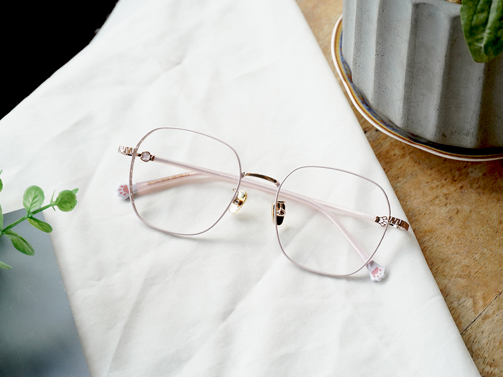 K-DESIGN動物聯萌 | 虎喵來襲 多邊框眼鏡 | 櫻花粉