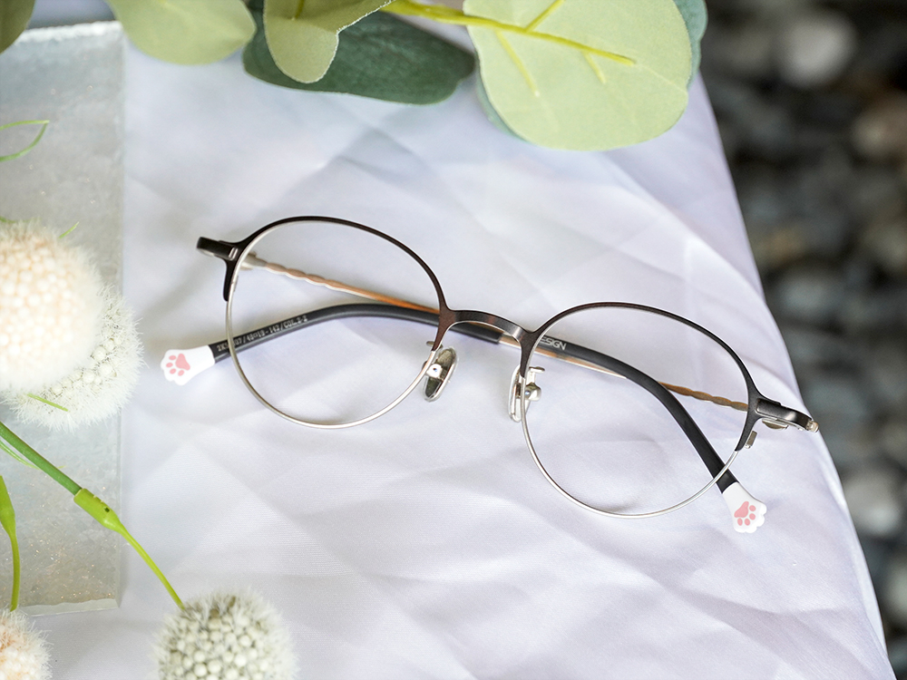 K-DESIGN動物聯萌 | 賓士喵 圓框眼鏡 | 灰X銀