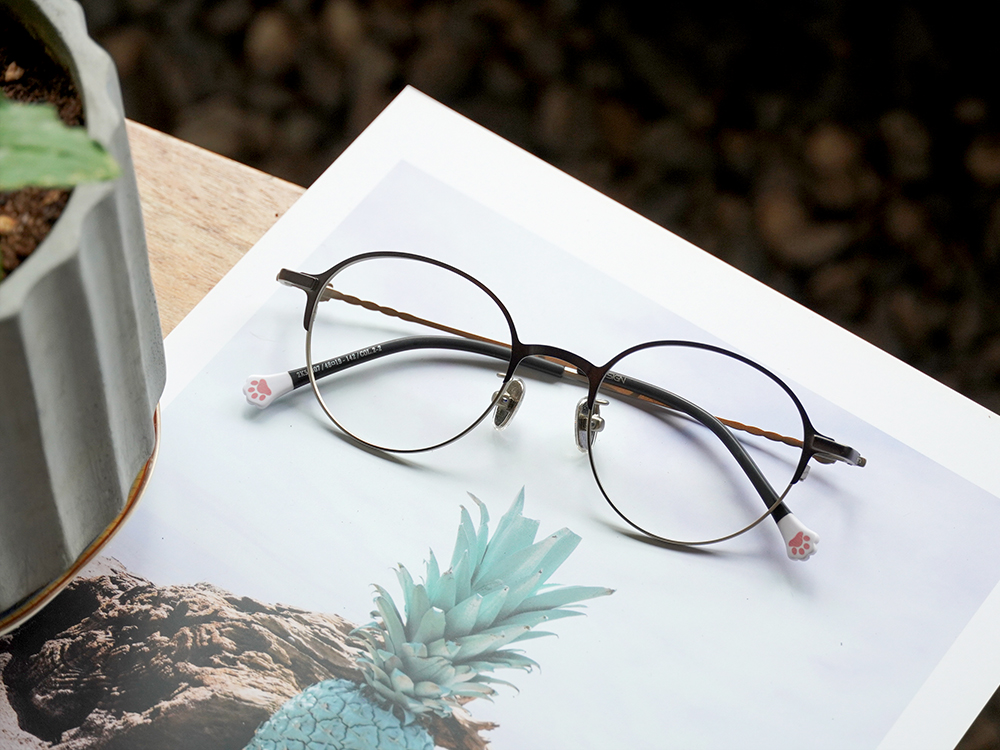 K-DESIGN動物聯萌 | 賓士喵 圓框眼鏡 | 灰X銀