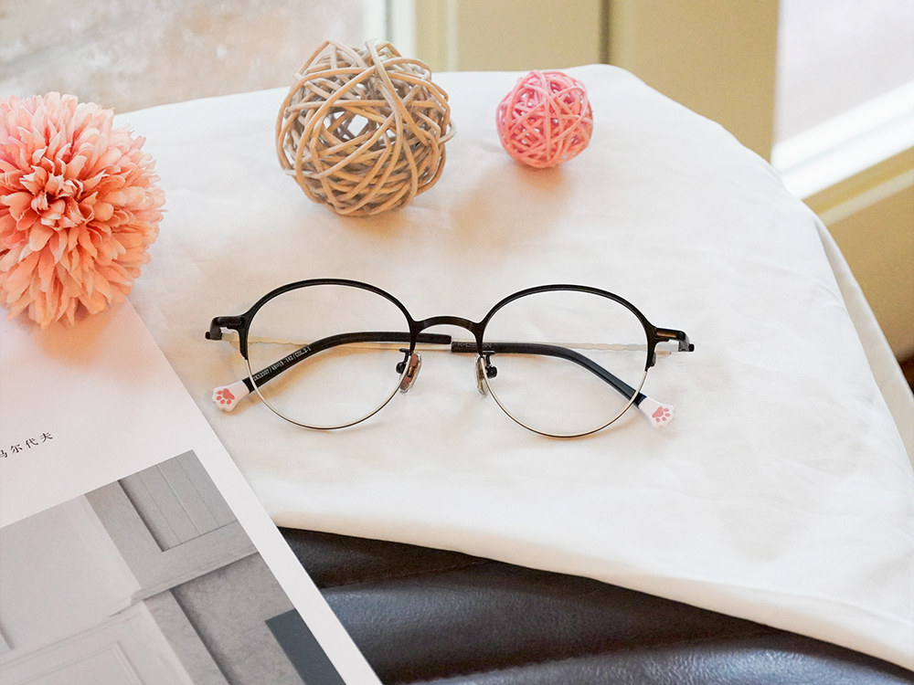 K-DESIGN動物聯萌 | 賓士喵 圓框眼鏡 | 黑X白