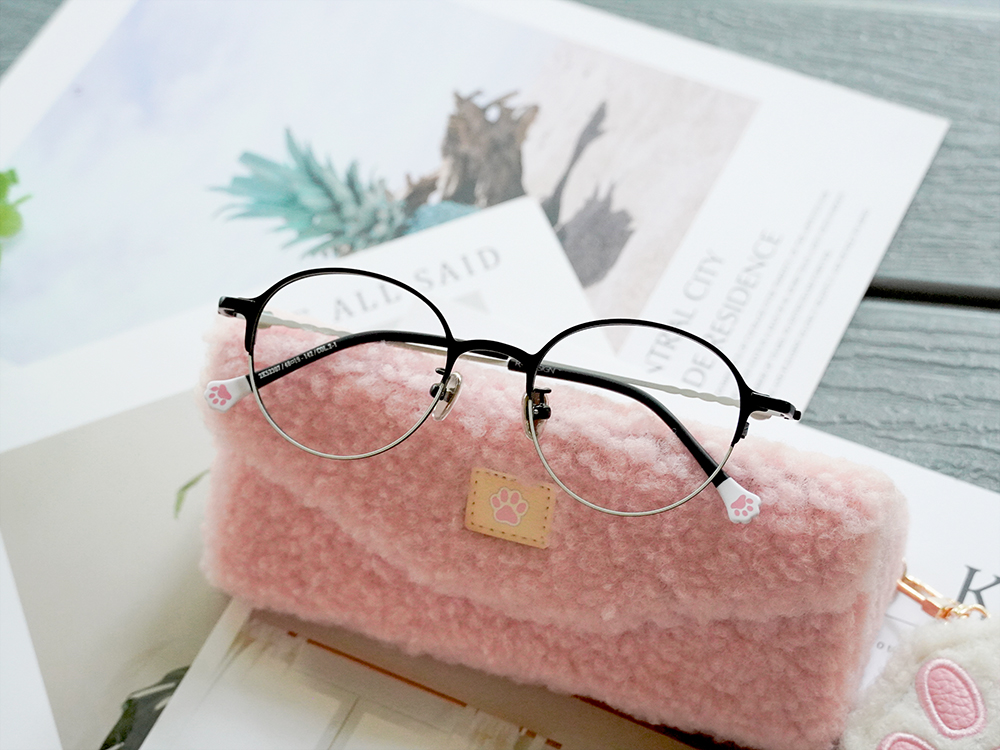 K-DESIGN動物聯萌 | 賓士喵 圓框眼鏡 | 黑X白