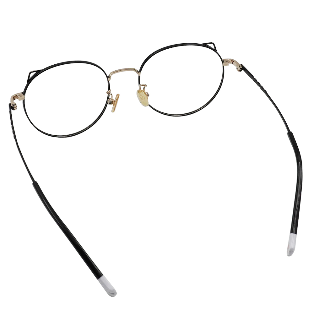 K-DESIGN動物聯萌 | 萌Q貓耳 圓框眼鏡 | 黑燦金