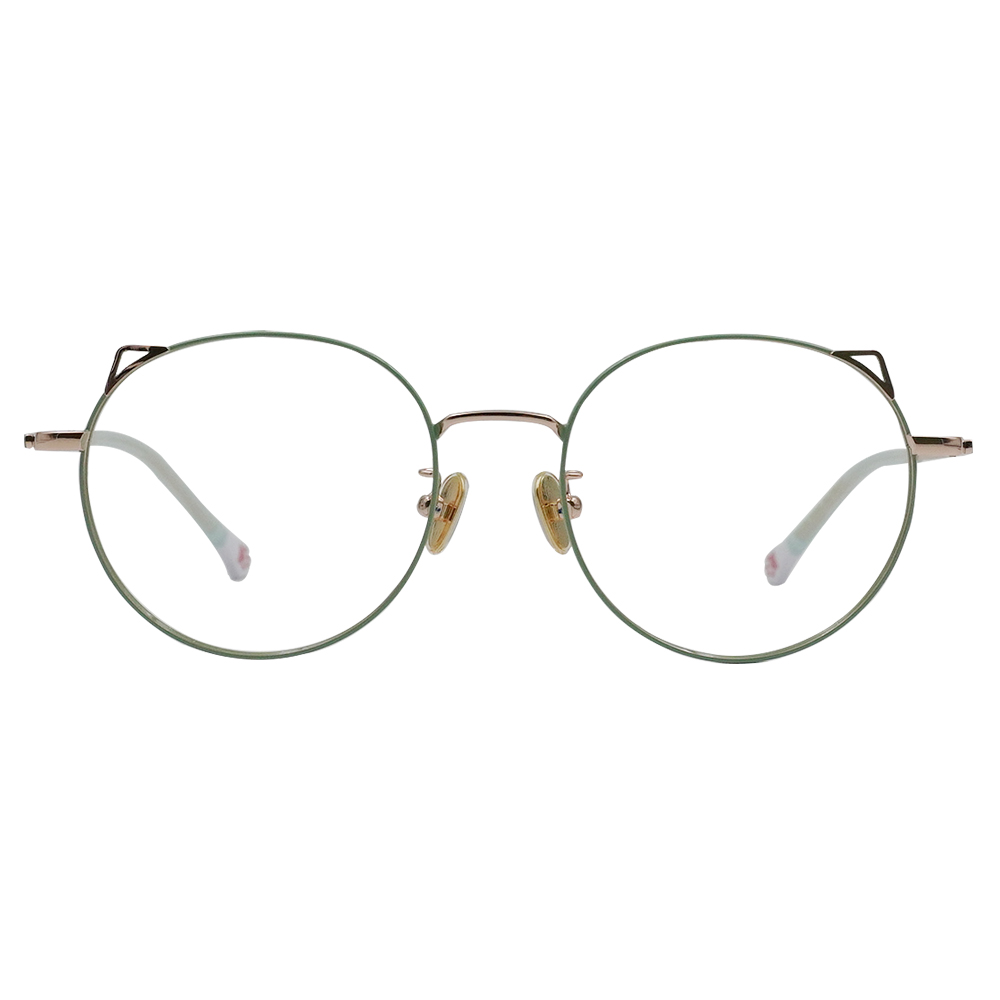 K-DESIGN動物聯萌 | 萌Q貓耳 圓框眼鏡 | 春芽綠