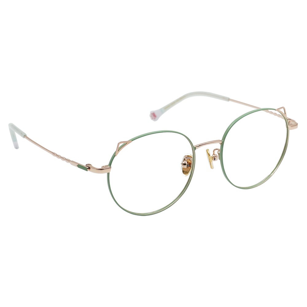 K-DESIGN動物聯萌 | 萌Q貓耳 圓框眼鏡 | 春芽綠