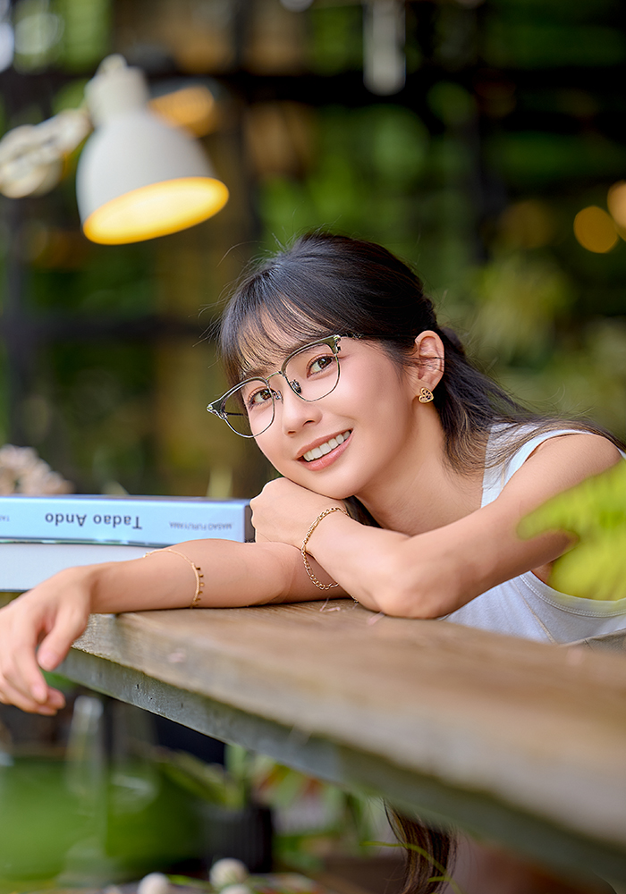 K-DESIGN動物聯萌 | 金斑喵 眉框眼鏡 | 灰雲紗