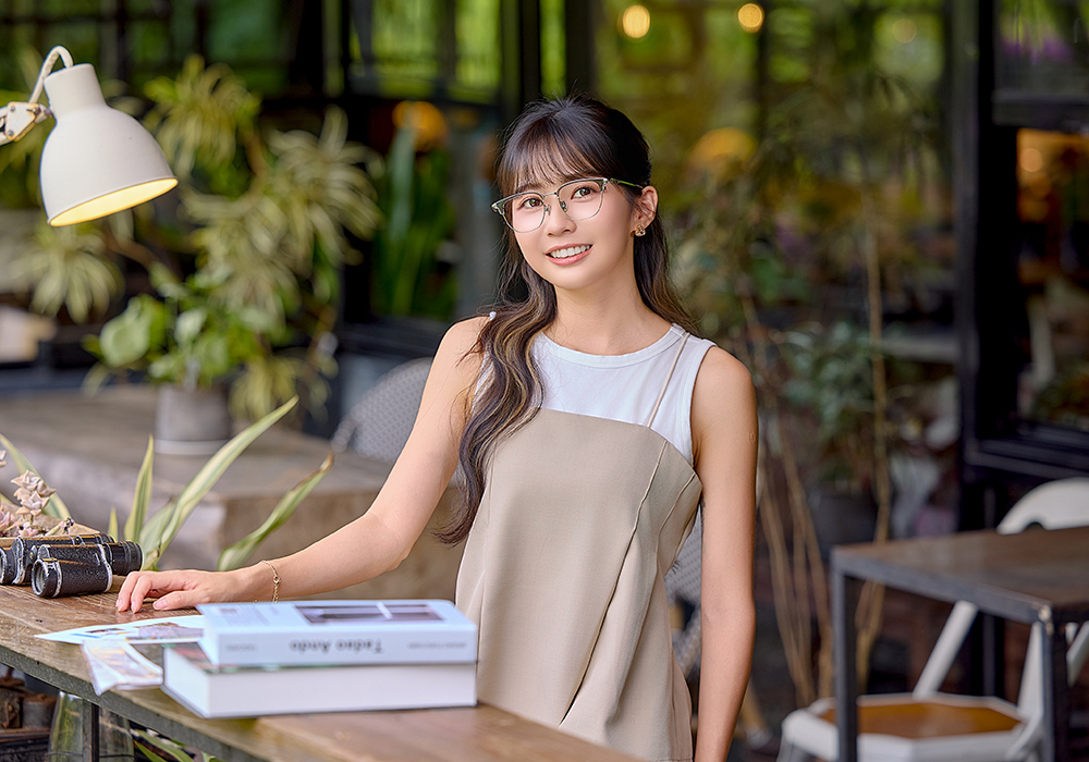 K-DESIGN動物聯萌 | 金斑喵 眉框眼鏡 | 灰雲紗