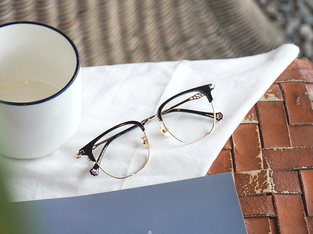 K-DESIGN動物聯萌 | 金斑喵 眉框眼鏡 | 金墨紋