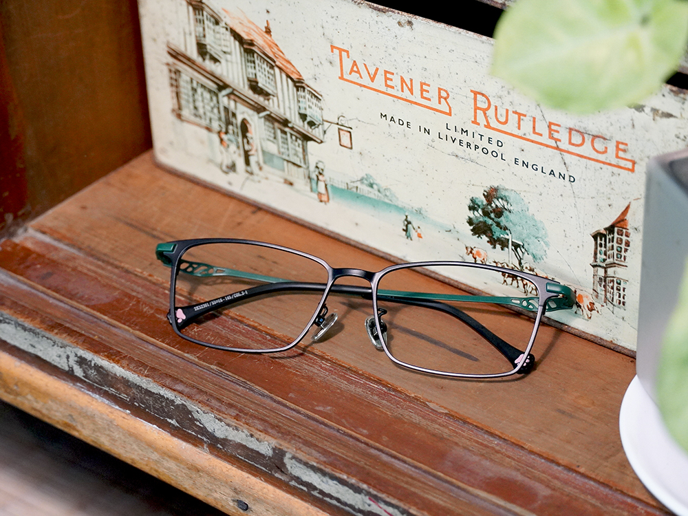 K-DESIGN動物聯萌 | 斑斑日記 長方框眼鏡 | 森林綠