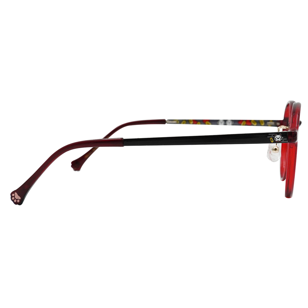 K-DESIGN動物聯萌 | 招財喵駕到 圓框眼鏡 | 石榴紅