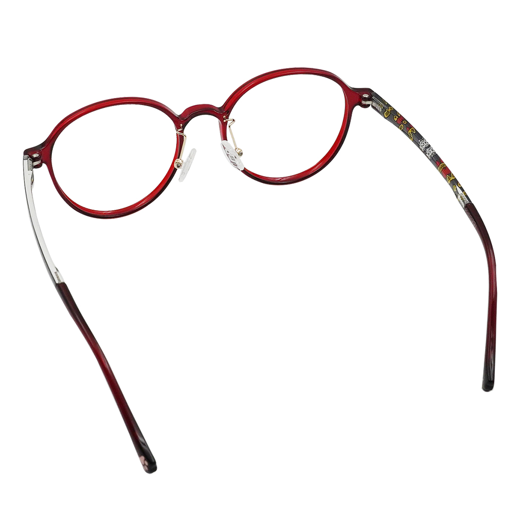 K-DESIGN動物聯萌 | 招財喵駕到 圓框眼鏡 | 石榴紅
