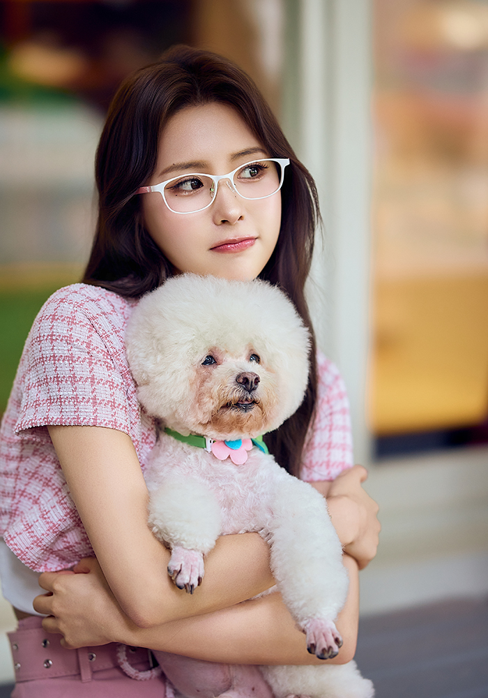 K-DESIGN動物聯萌 | 汪汪甜心 長方框眼鏡 | 櫻花白 